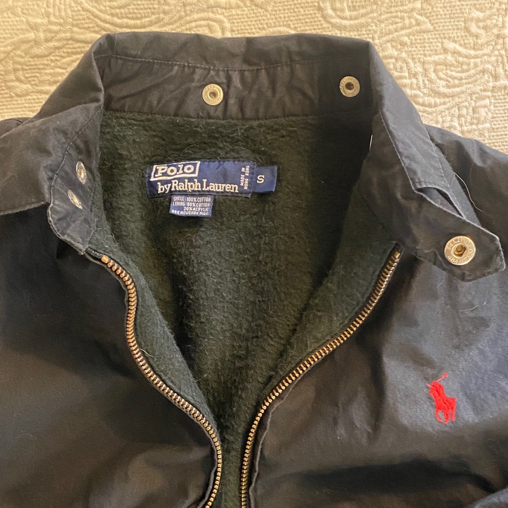Polo by Ralph Lauren Black Bomber Jacket with Red Polo Logo - Picture 2 of 3